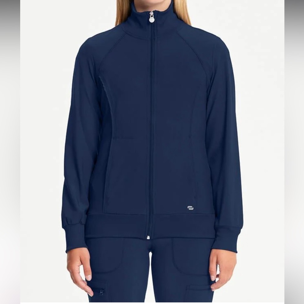 NWOT Cherokee Infinity Navy Zip Front Scrub Jacket- size S